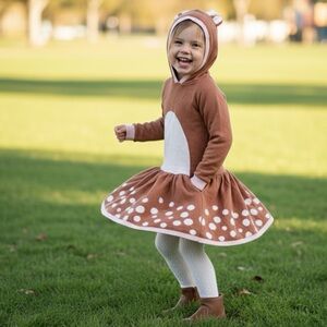 Holiday Sweater by Well‎ Worn hooded deer dress in size M (7–8) Christmas